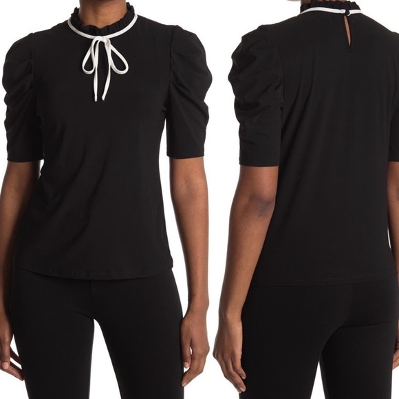 Elegant Black Puff Sleeve Top - Picture 1 of 5
